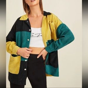 Colorblock Patch Pocket Cord Overshirt